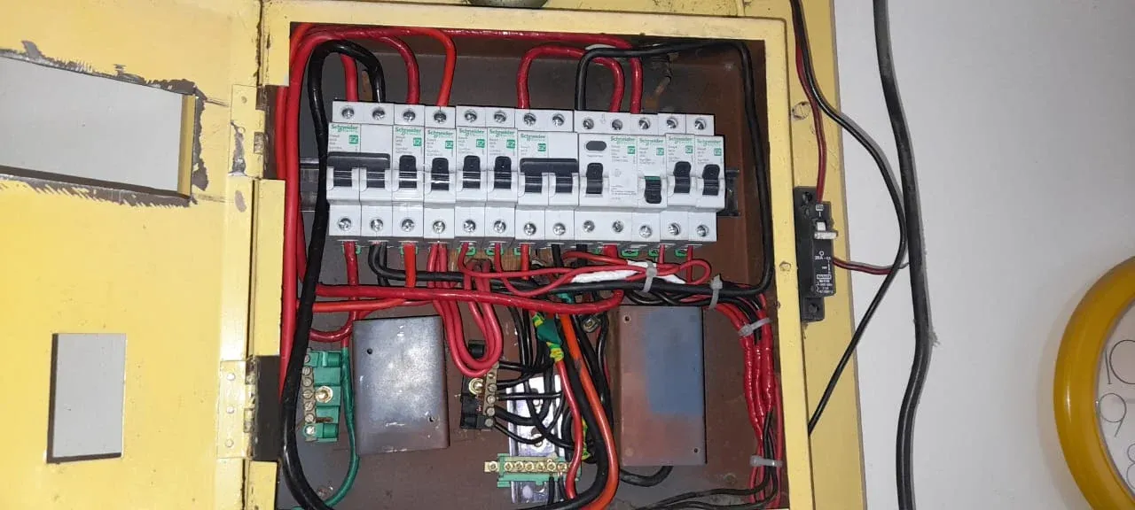 Schneider DB board with circuit breakers and wiring by Abacas Solution